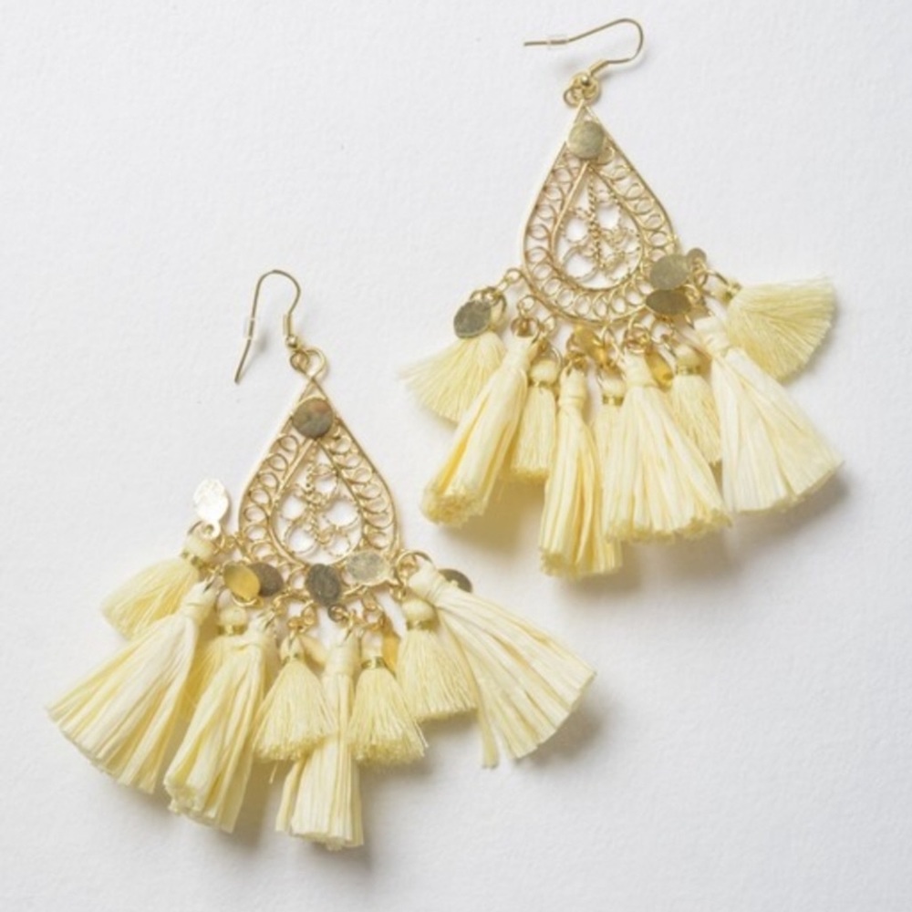 Boho Bae Brass Raffia Earrings - Picture 2 of 2